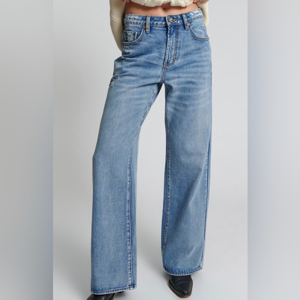 BERLIN BLUE JACKSON MID WAIST WIDE LEG JEANS